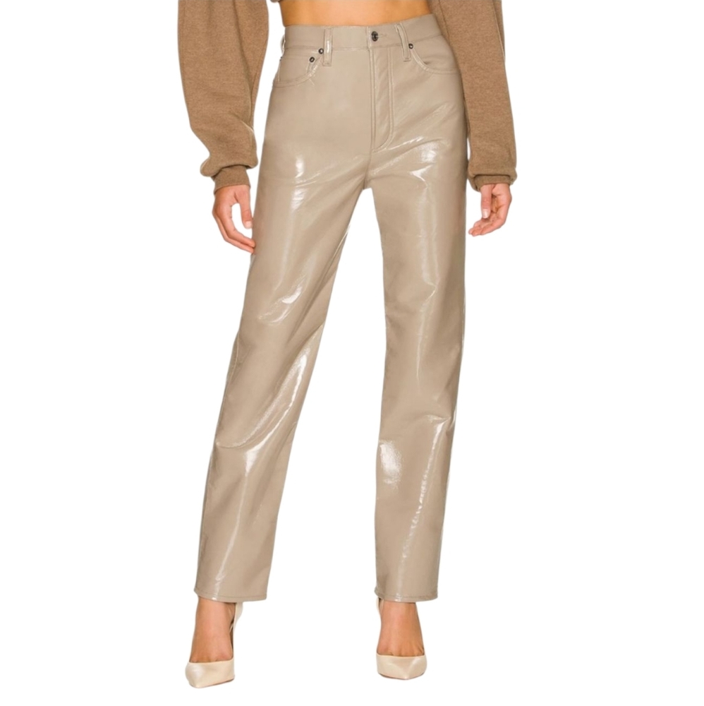 Agolde Recycled Leather 90's Pinch Waist Pant Quail Patent Size 27